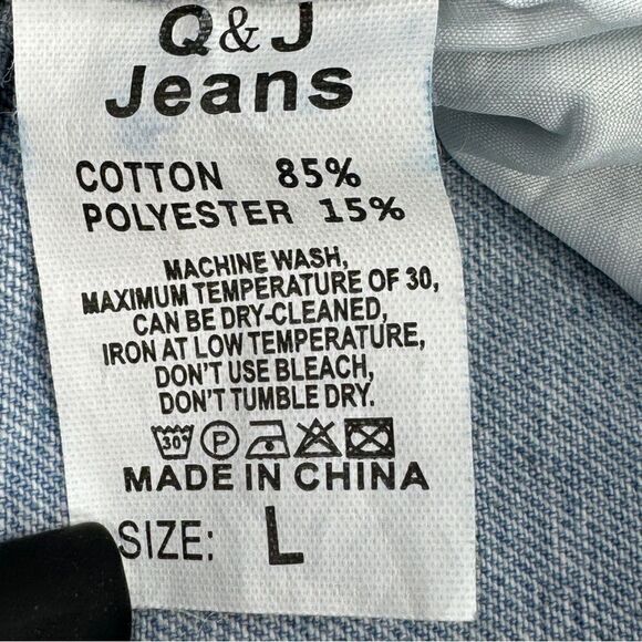 Q&J Patchwork Hearts Wide Leg High Rise Jeans Blue Large - Picture 8 of 12